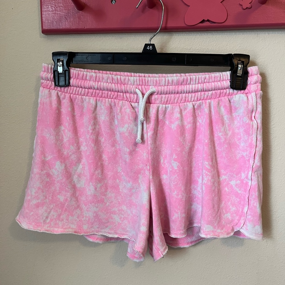Pink Athletic Shorts with Tie-Dye Design